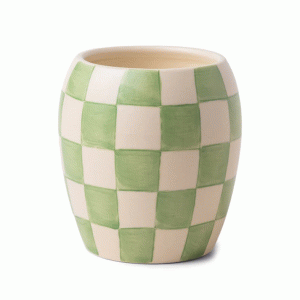 CM1105EU Checkmate Checkered Porcelain Candle 311g - Sage - Cactus Flower